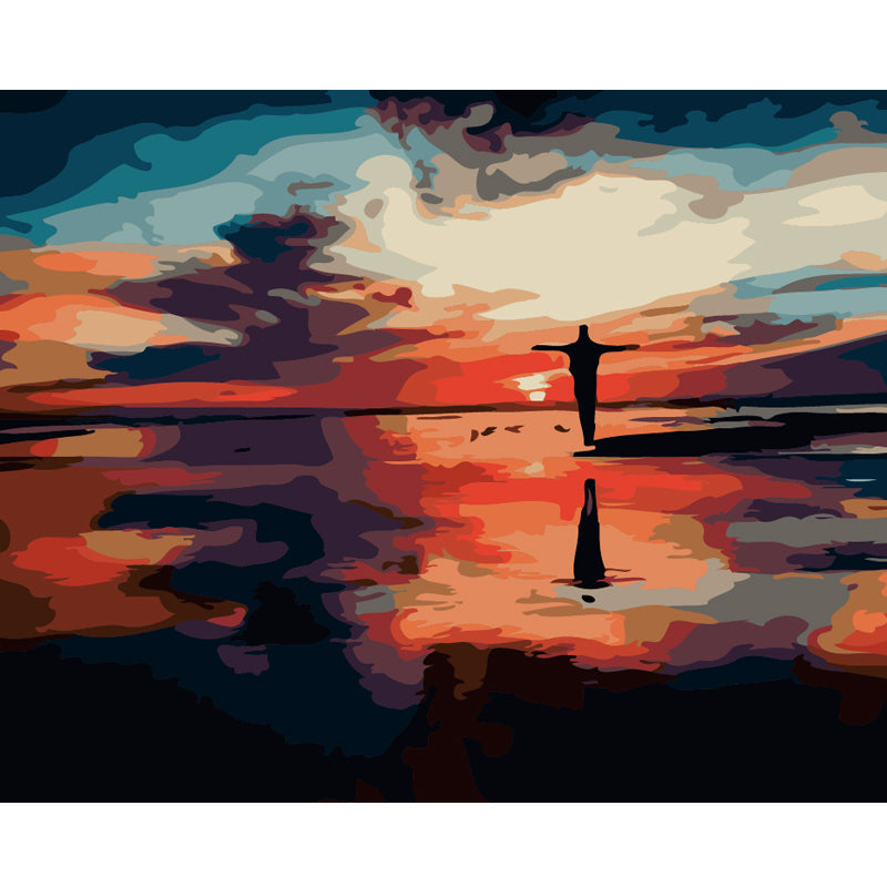 Solitary Figure at Sunset - 40x50 cm paint by numbers kit