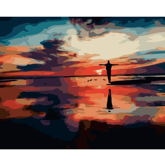 Solitary Figure at Sunset - 40x50 cm paint by numbers kit