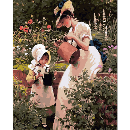 Mother and Child in the Garden - 40x50 cm paint by numbers kit