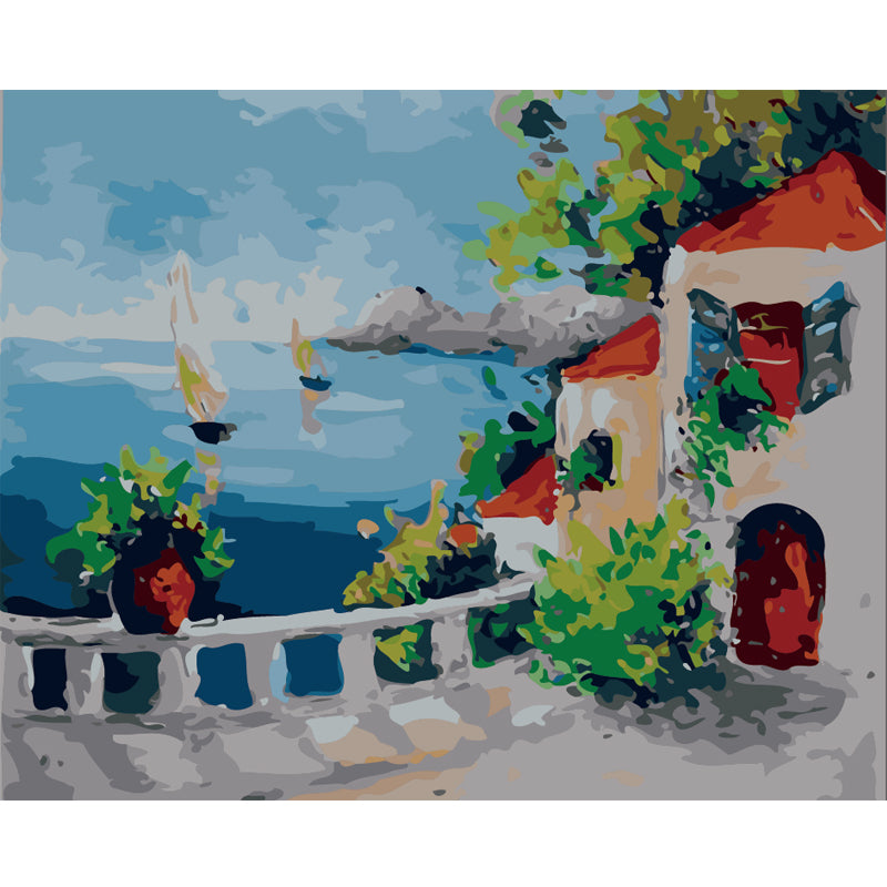 Mediterranean Terrace by the Sea - 40x50 cm paint by numbers kit