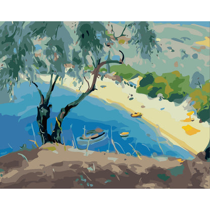 Quiet Cove with Rowboats - 40x50 cm paint by numbers kit