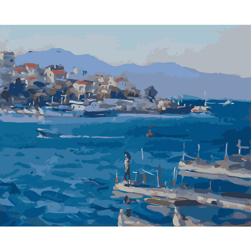 Harbor Village in Blue - 40x50 cm paint by numbers kit