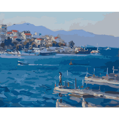 Harbor Village in Blue - 40x50 cm paint by numbers kit