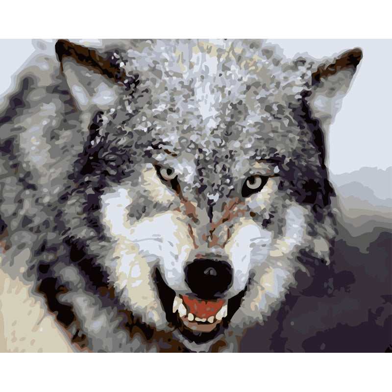 Silver Wolf Close Up - 40x50 cm paint by numbers kit