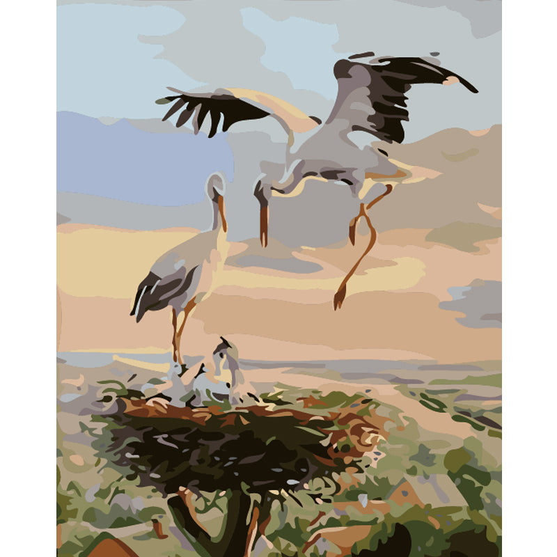 Heron Family at the Nest - 40x50 cm paint by numbers kit