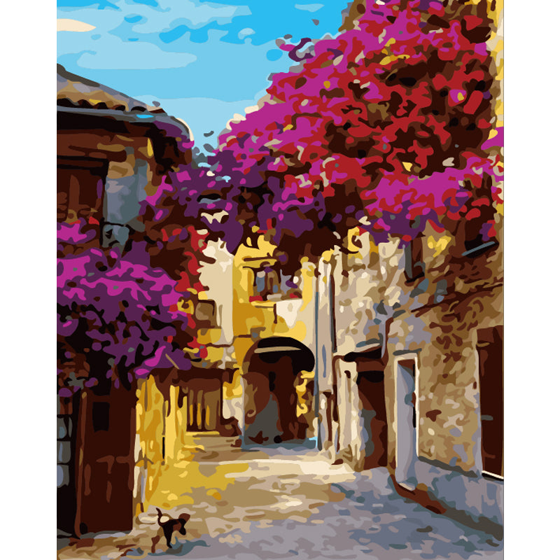 Bougainvillea Village Lane - 40x50 cm paint by numbers kit
