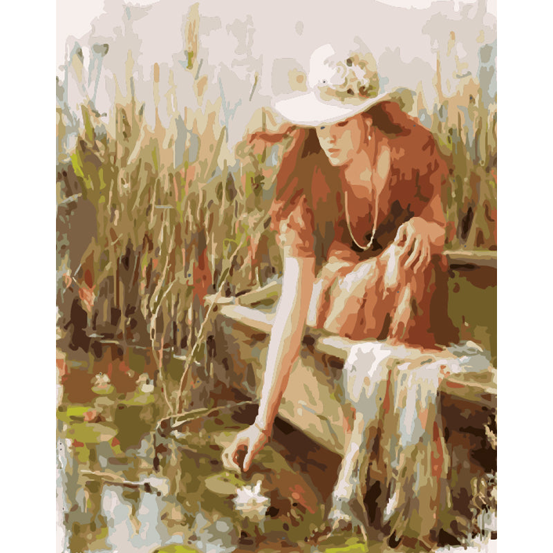 Woman by the Quiet Pond - 40x50 cm paint by numbers kit
