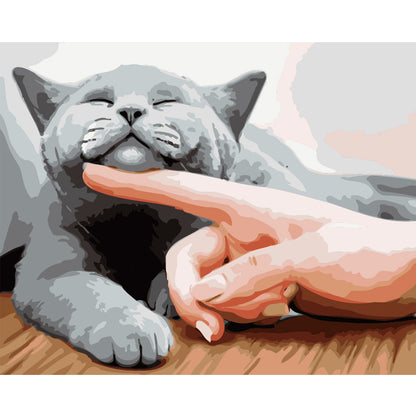 Happy Gray Cat - 40x50 cm paint by numbers kit