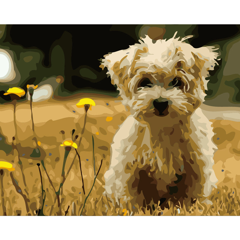 Scruffy Puppy in the Meadow - 40x50 cm paint by numbers kit