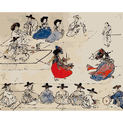 Traditional Korean Gathering - 40x50 cm paint by numbers kit