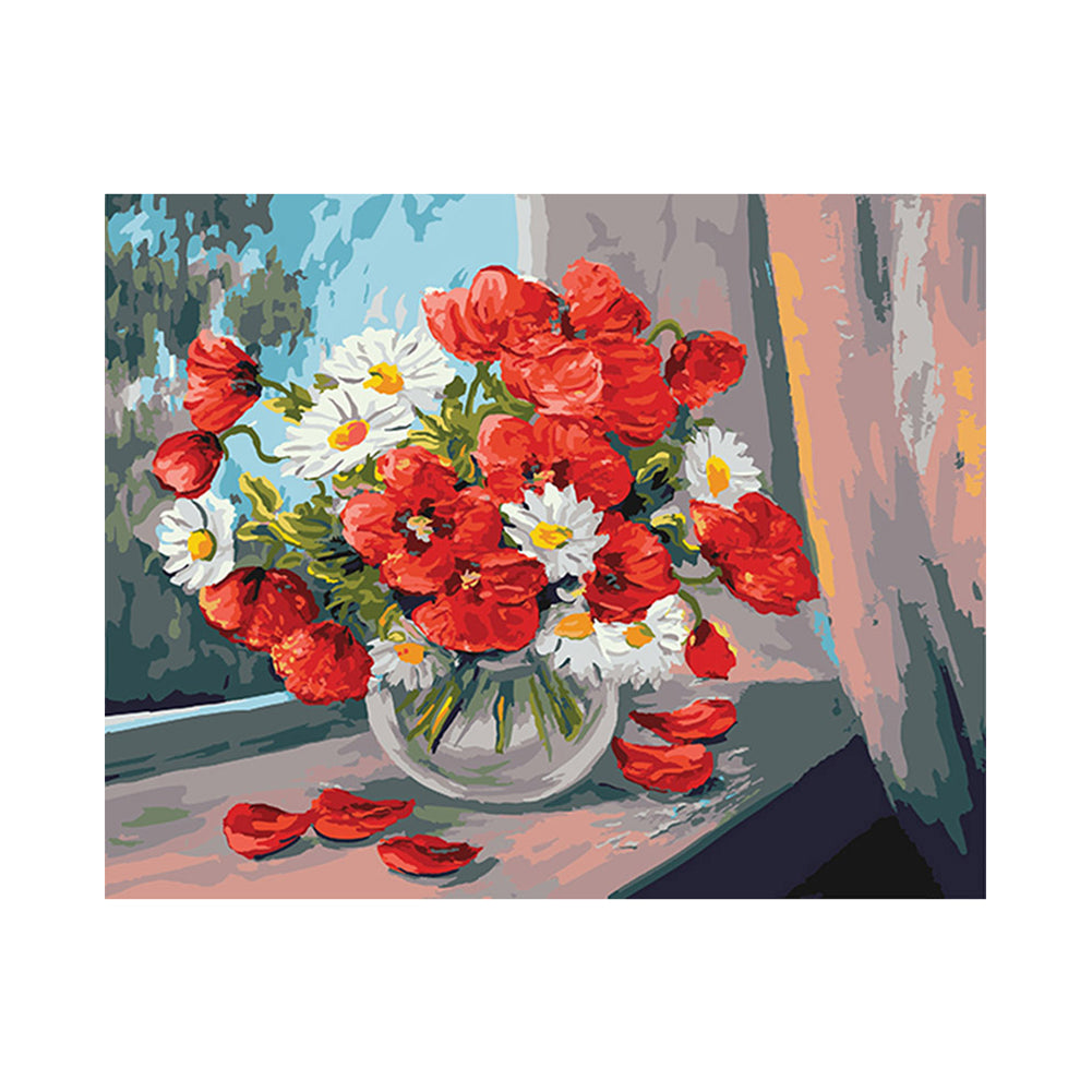Poppies by the Window - 40x50 cm paint by numbers kit