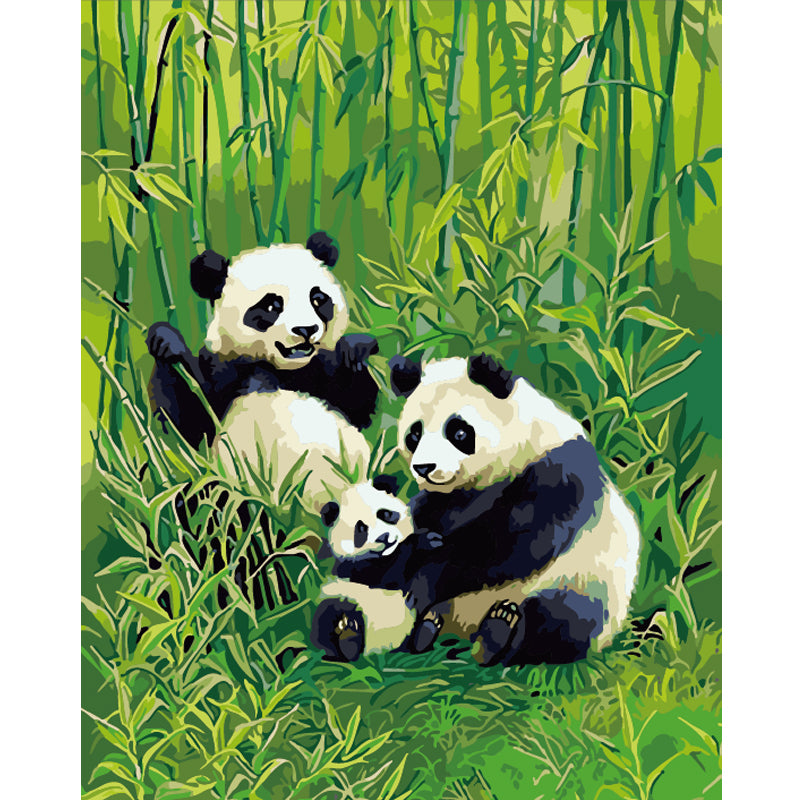 Panda Family in Bamboo - 40x50 cm paint by numbers kit