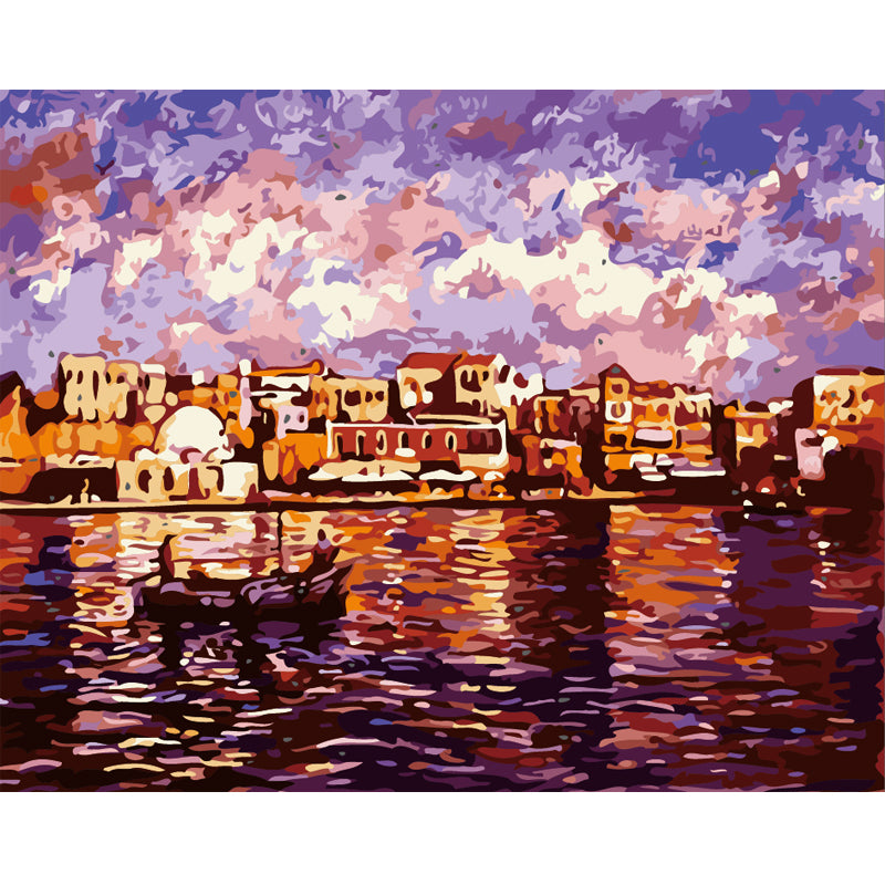 Mediterranean Harbor Sunset - 40x50 cm paint by numbers kit