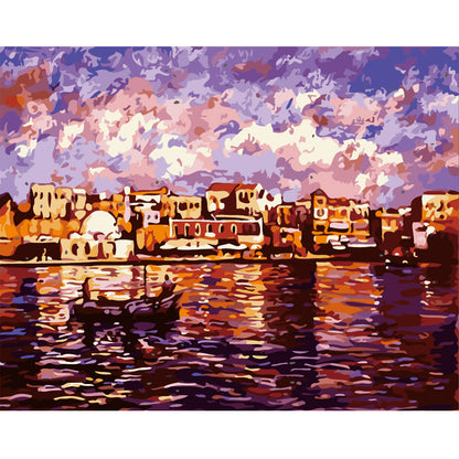 Mediterranean Harbor Sunset - 40x50 cm paint by numbers kit