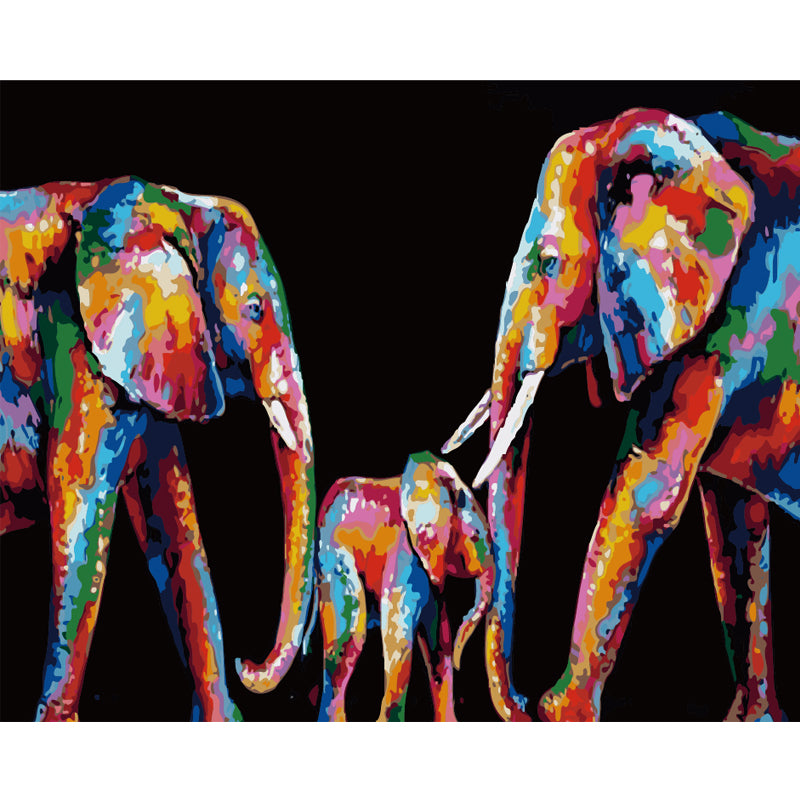 Colorful Elephant Family - 40x50 cm paint by numbers kit