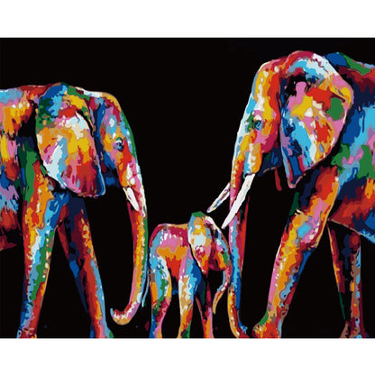 Colorful Elephant Family - 40x50 cm paint by numbers kit