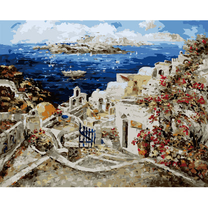 Santorini Coastal View - 40x50 cm paint by numbers kit