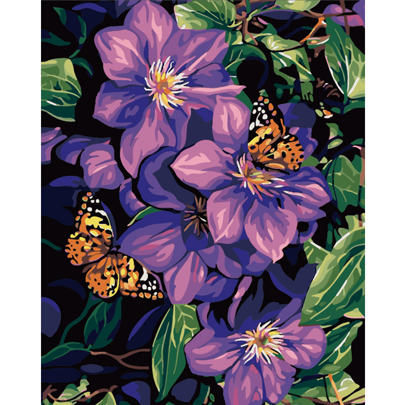 Purple Clematis Butterflies - 40x50 cm paint by numbers kit