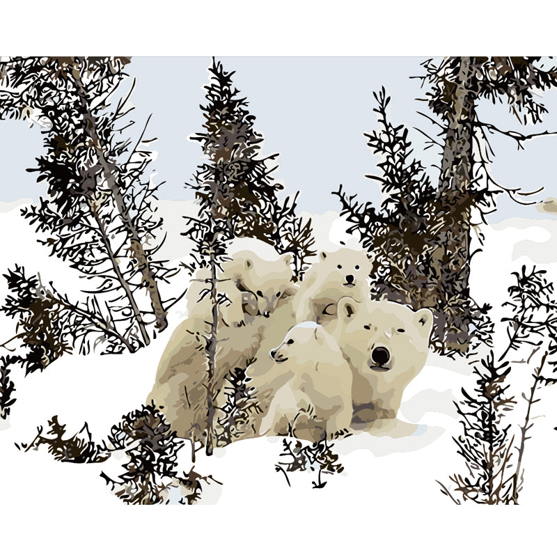 Polar Bear Family - 40x50 cm paint by numbers kit