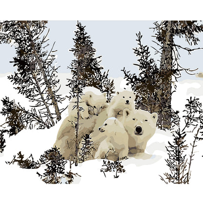 Polar Bear Family - 40x50 cm paint by numbers kit