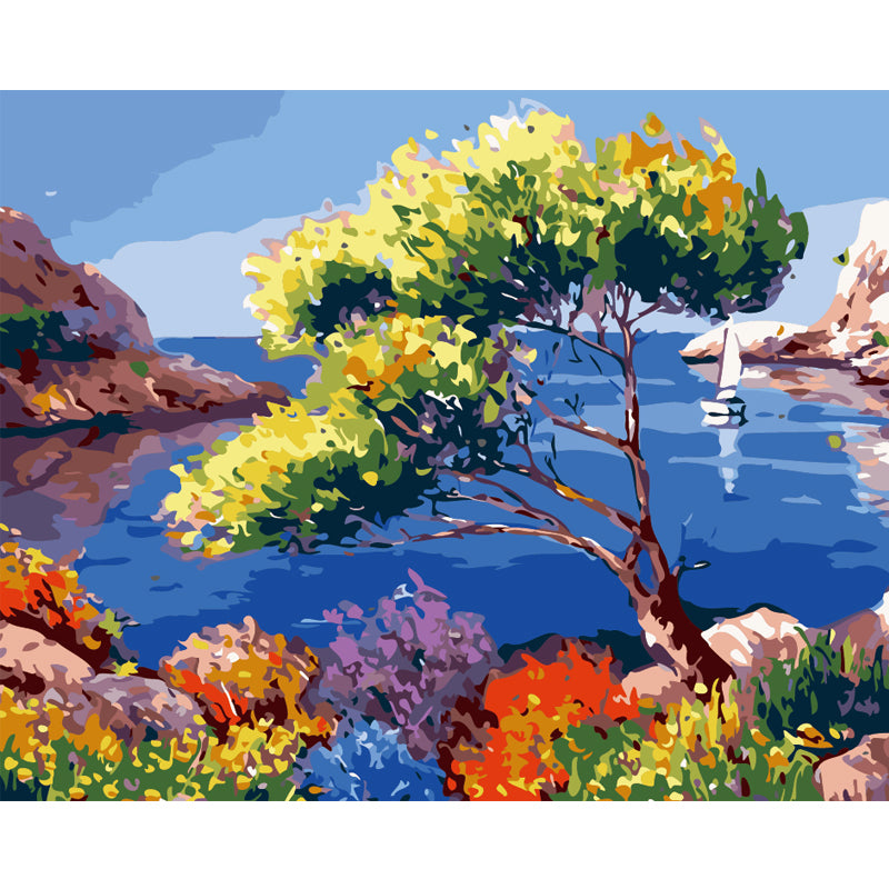 Coastal Pine by the Blue Sea - 40x50 cm paint by numbers kit