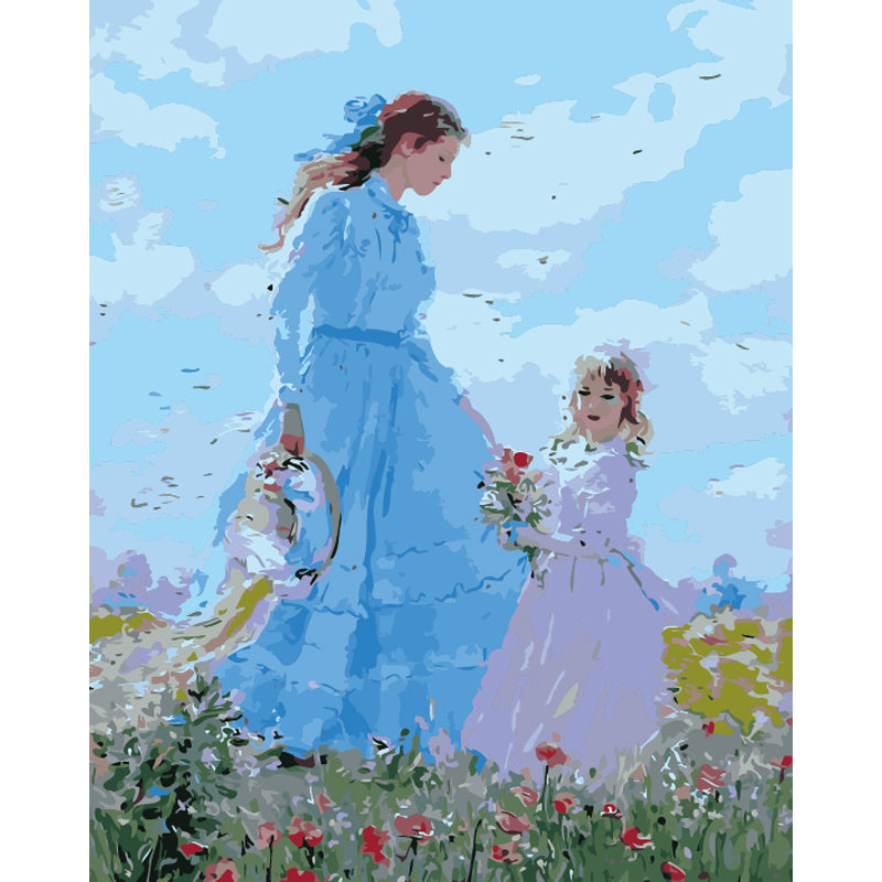 Mother and Daughter in the Meadow - 40x50 cm paint by numbers kit