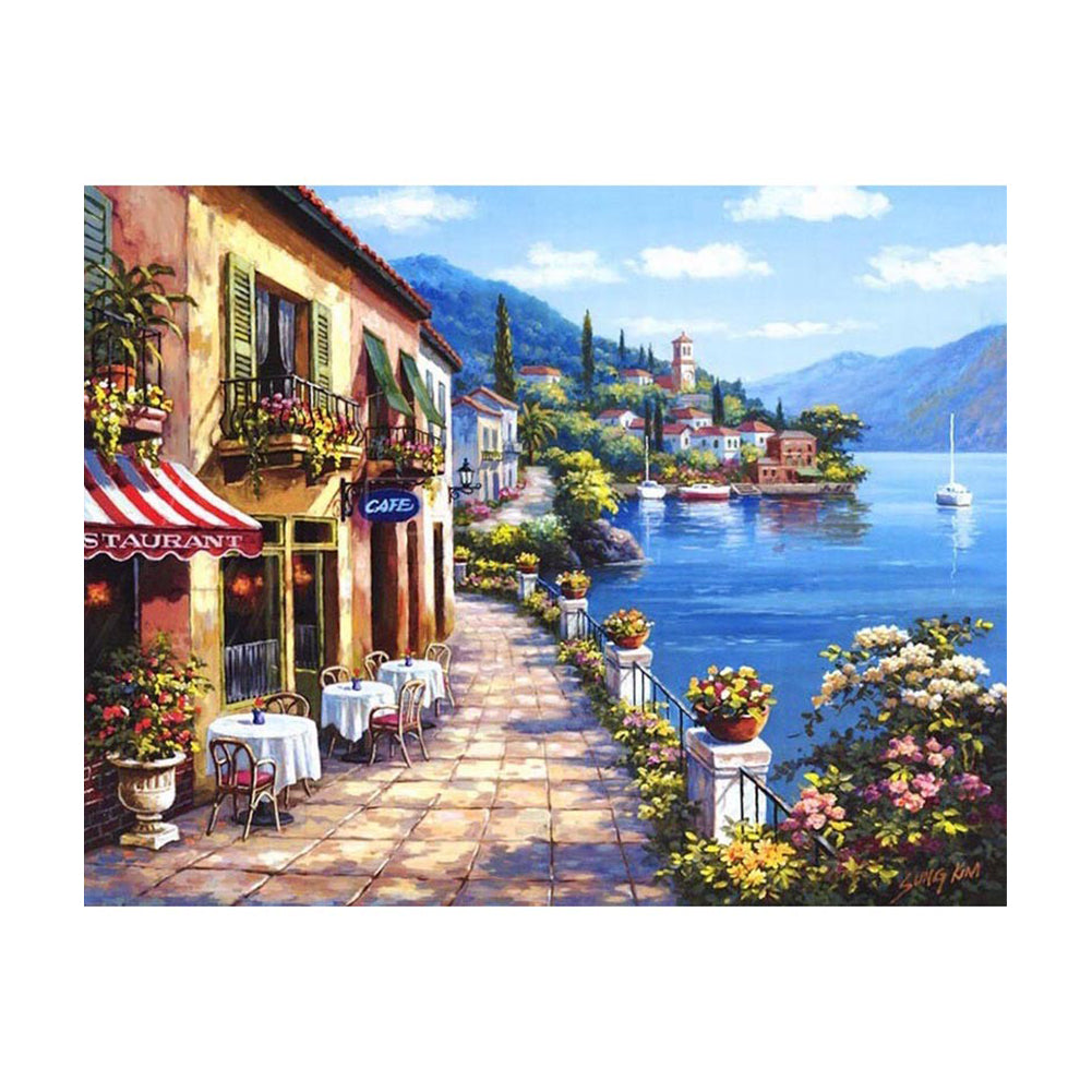 Lakeside Cafe Promenade - 40x50 cm paint by numbers kit
