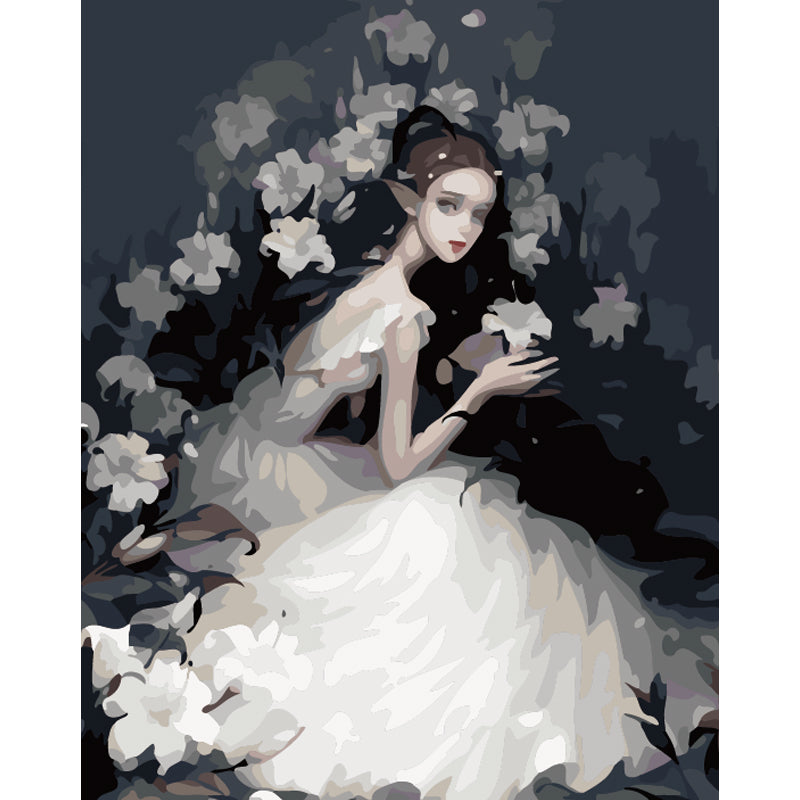 Moonlit Lady in White - 40x50 cm paint by numbers kit