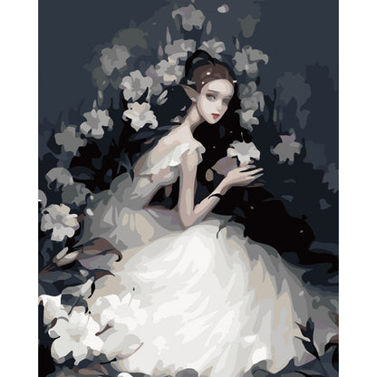 Moonlit Lady in White - 40x50 cm paint by numbers kit