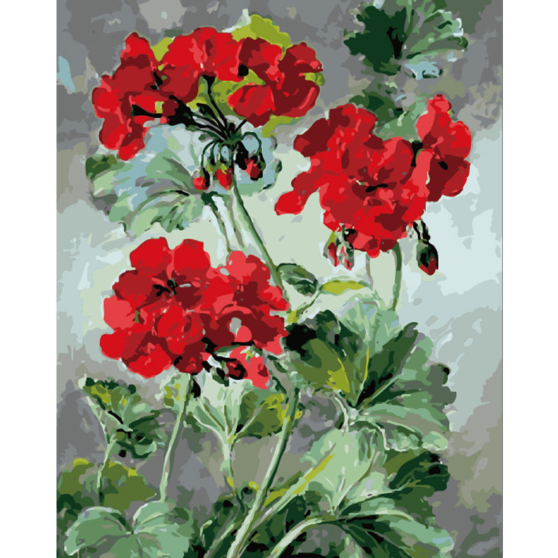 Crimson Geranium Blooms - 40x50 cm paint by numbers kit