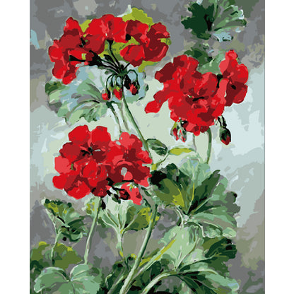 Crimson Geranium Blooms - 40x50 cm paint by numbers kit