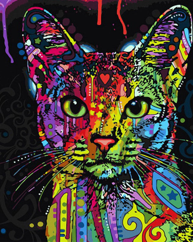 Vibrant Pop-Art Cat paint by numbers kit