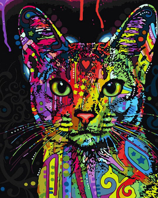 Vibrant Pop-Art Cat paint by numbers kit