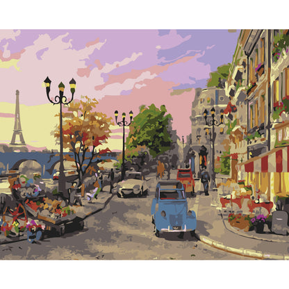 Paris Street at Dusk - 40x50 cm paint by numbers kit