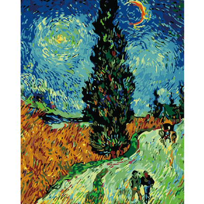 Starry Cypress Path - 40x50 cm paint by numbers kit