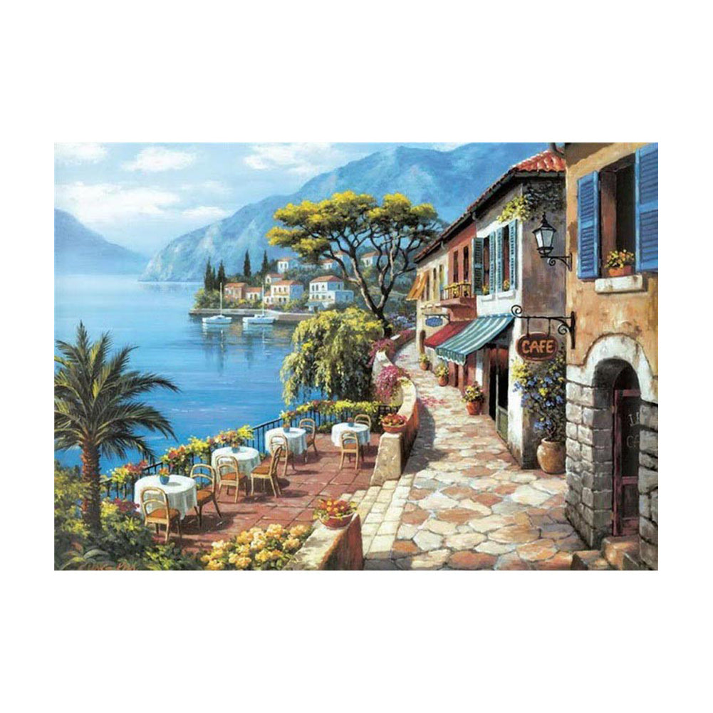 Mediterranean Cafe by the Bay - 40x50 cm paint by numbers kit