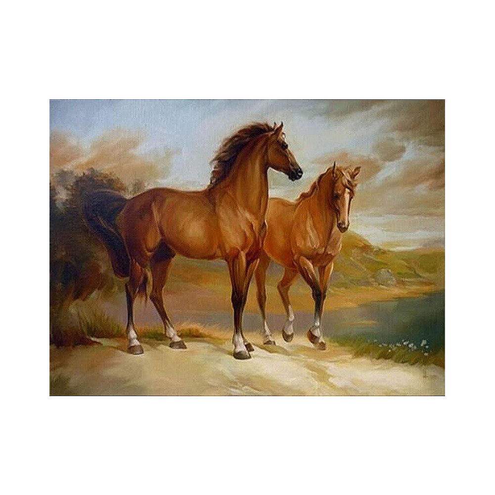 Chestnut Horses by the Lake - 40x50 cm paint by numbers kit