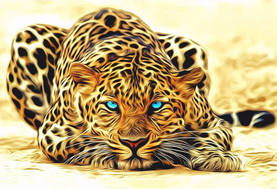 Blue-Eyed Leopard paint by numbers kit