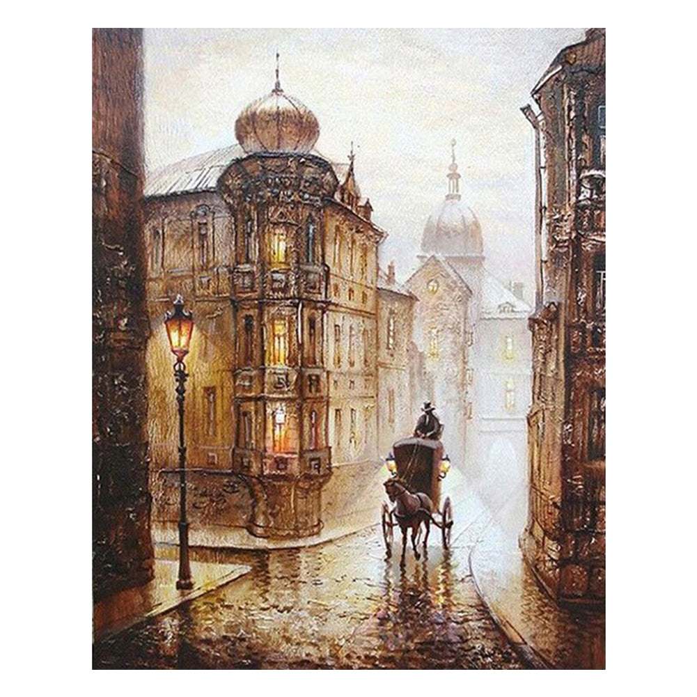 Rainy Old Town Carriage - 40x50 cm paint by numbers kit