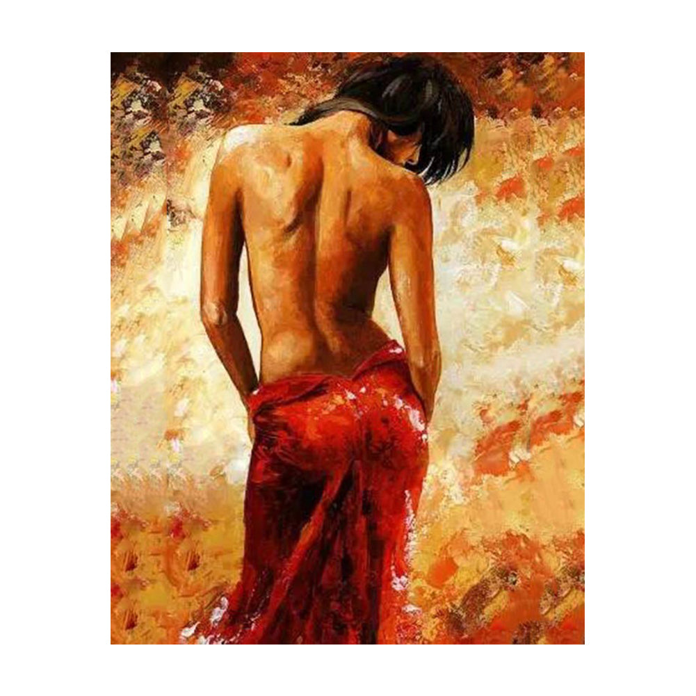 Red Scarf Elegance - 40x50 cm paint by numbers kit