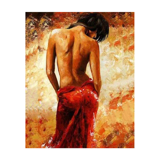 Red Scarf Elegance - 40x50 cm paint by numbers kit