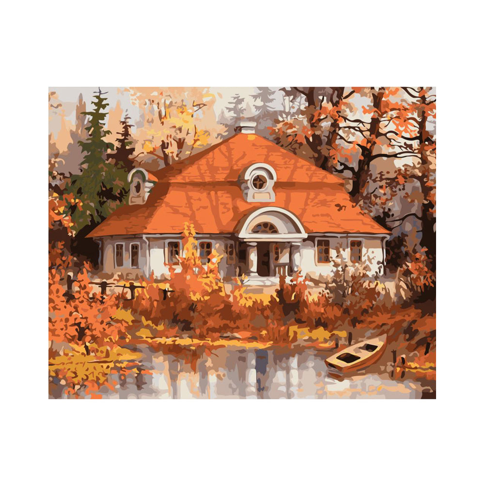Autumn House by the Pond - 40x50 cm paint by numbers kit