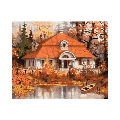 Autumn House by the Pond - 40x50 cm paint by numbers kit