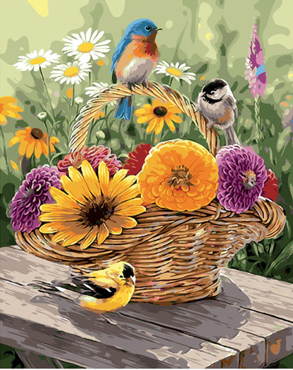 Birds and Flower Basket - 40x50 cm paint by numbers kit