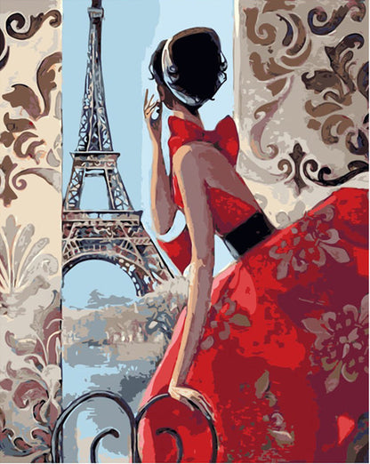 Paris Lady in Red - 40x50 cm paint by numbers kit