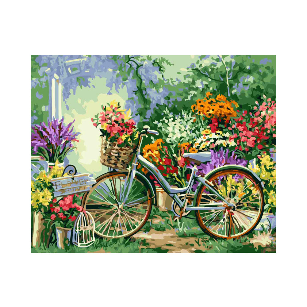 Bicycle in the Flower Garden - 40x50 cm paint by numbers kit