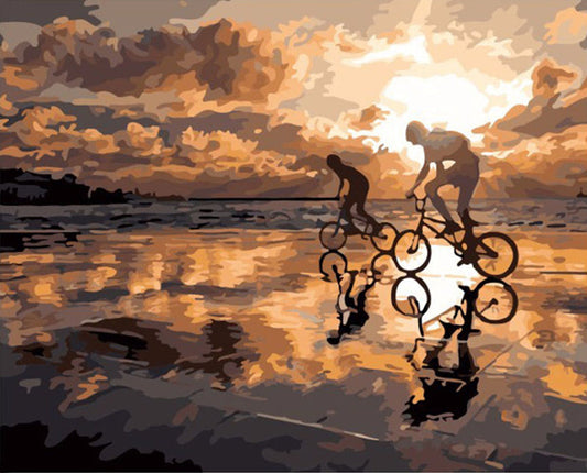 Sunset Cycling Reflections - 40x50 cm paint by numbers kit