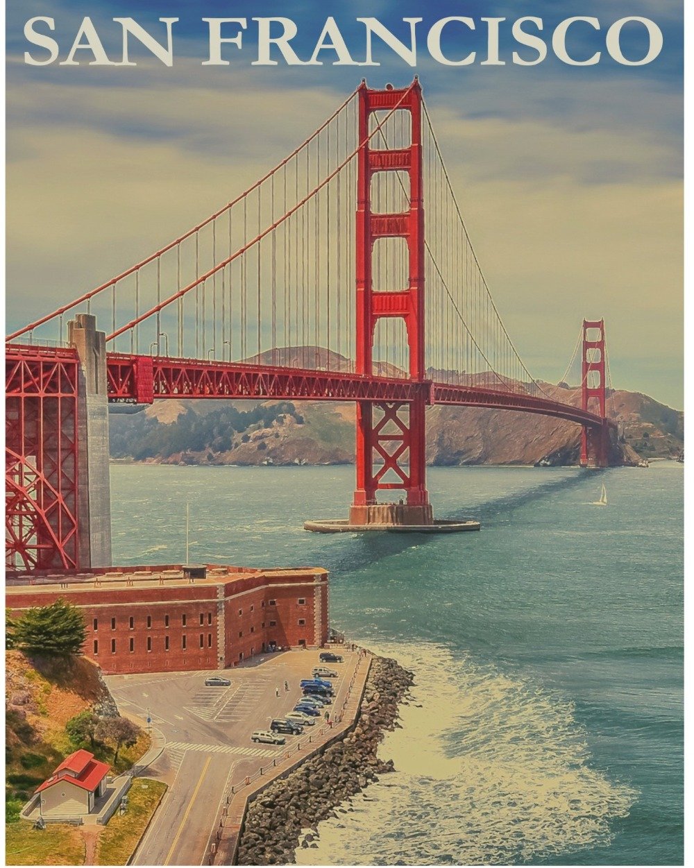 Golden Gate Travel Poster - 40x50 cm paint by numbers kit