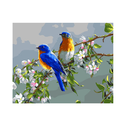 Bluebirds in Spring Blossoms - 40x50 cm paint by numbers kit