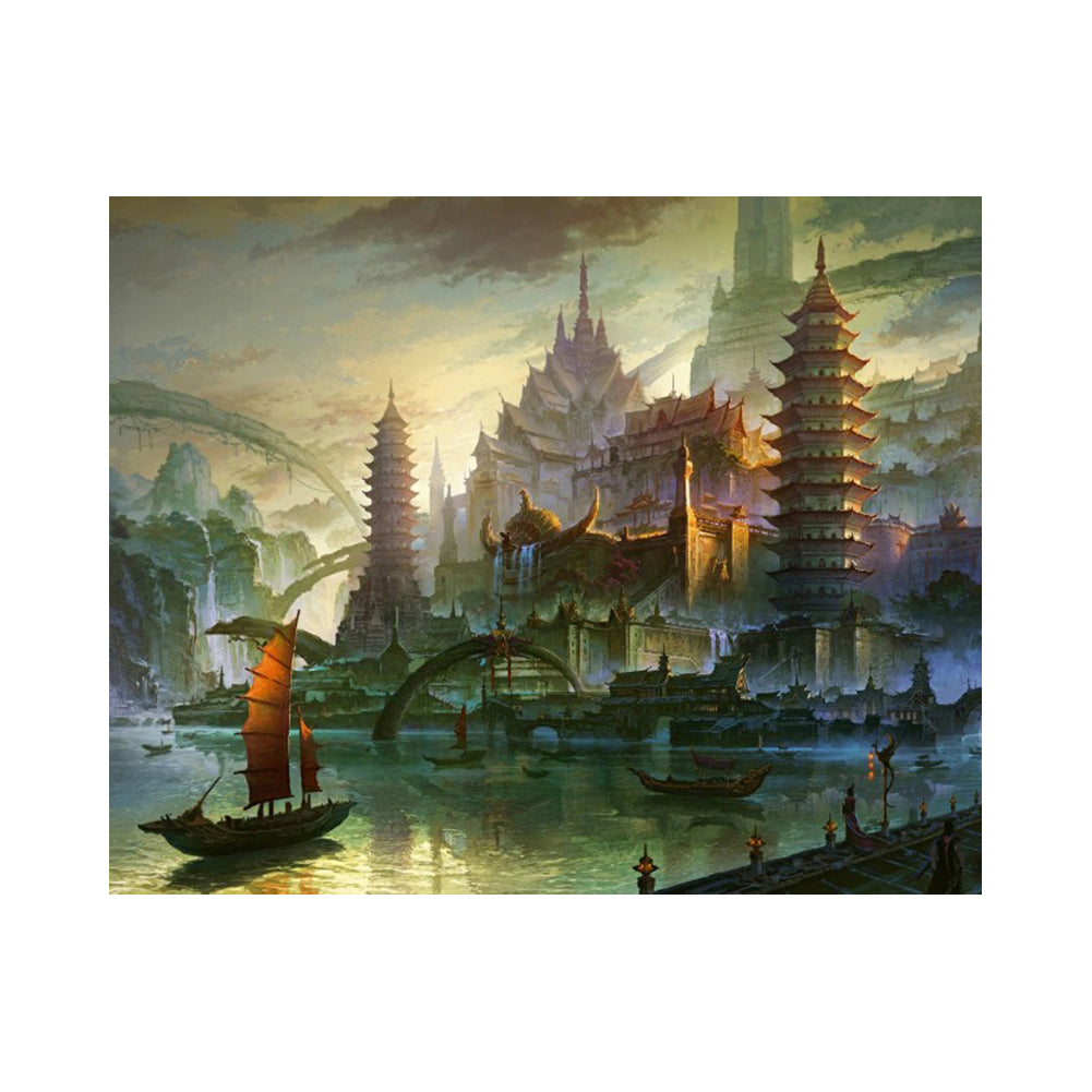 Mystic Pagoda Harbor - 40x50 cm paint by numbers kit